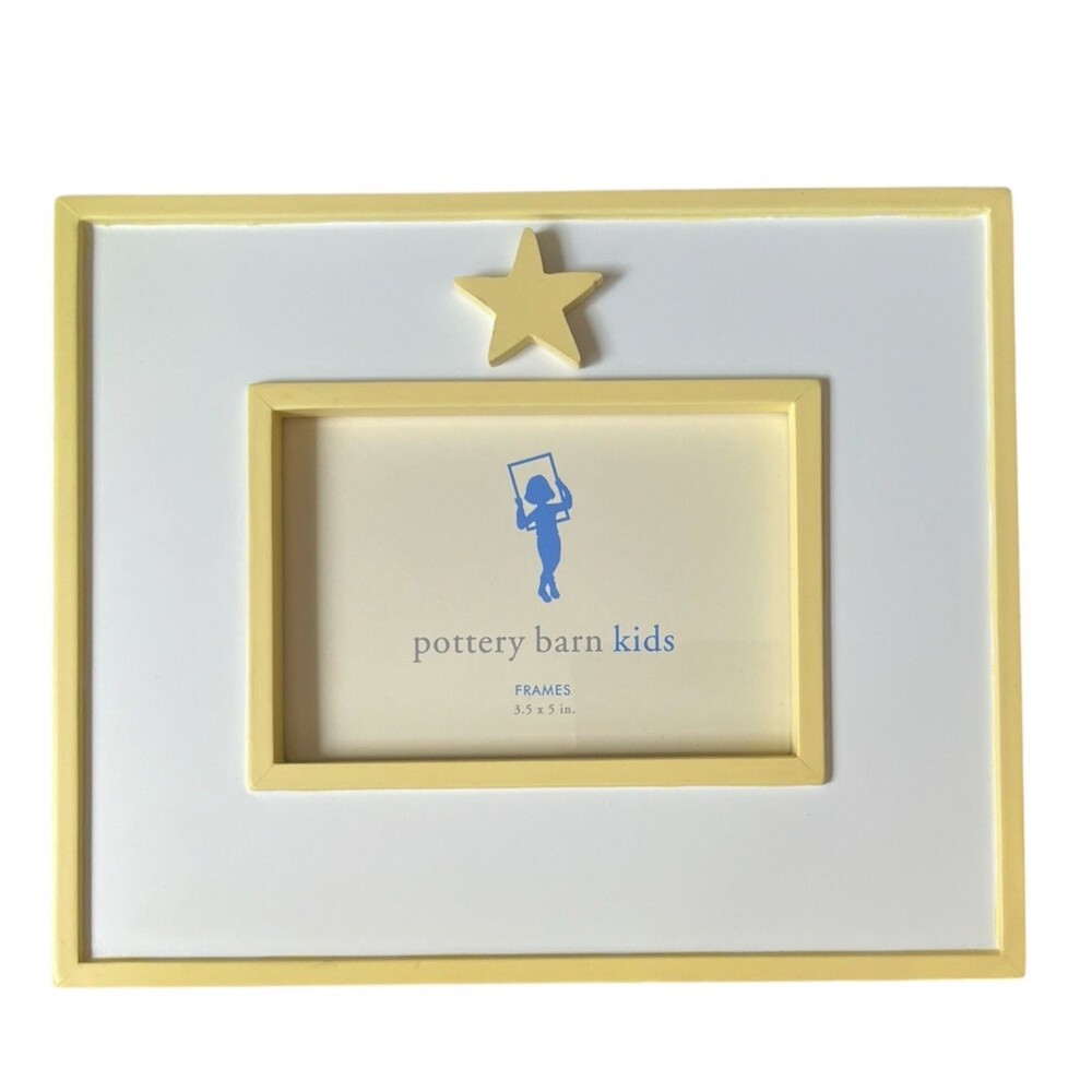 Pottery Barn Picture Frame Kids Baby Star Yellow 3.5 x 5" (Pic) 9x7.5"(Frame)